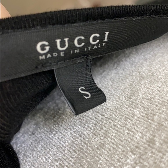 Auth Gucci Italy silver hardware cut out long sleeve small shirt Blk - Picture 3 of 8